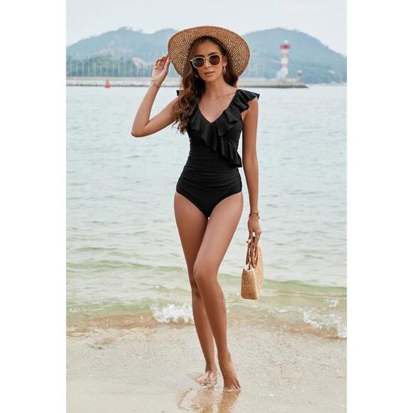 Blooming Jelly Womens One Piece Bathing Suit Tummy Control Swimwear Ruffled, L - Picture 5 of 9